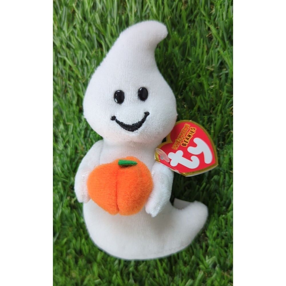 Ty Beanie Baby  Spooky the Ghost with Pumpkin‎ 7" Mint with Tags 2010